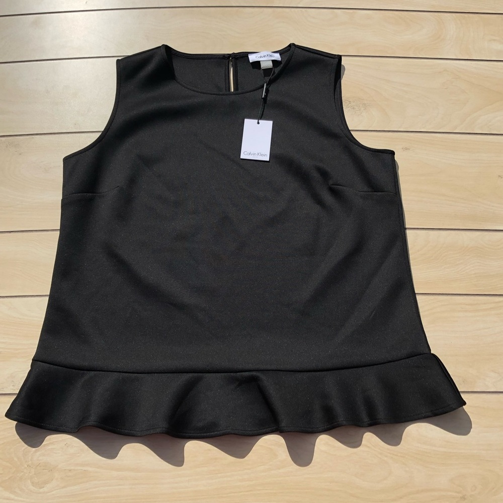 Calvin Klein Black Peplum Sleeveless Top